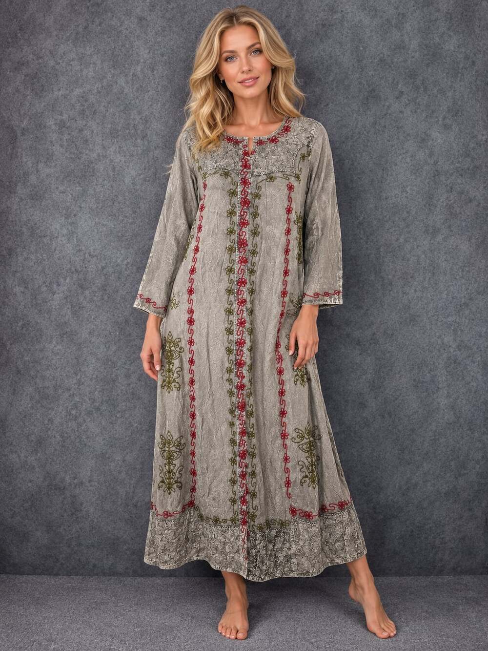 Anandas Collection Embroidered Rayon Maxi Dress Size L
Z39JC